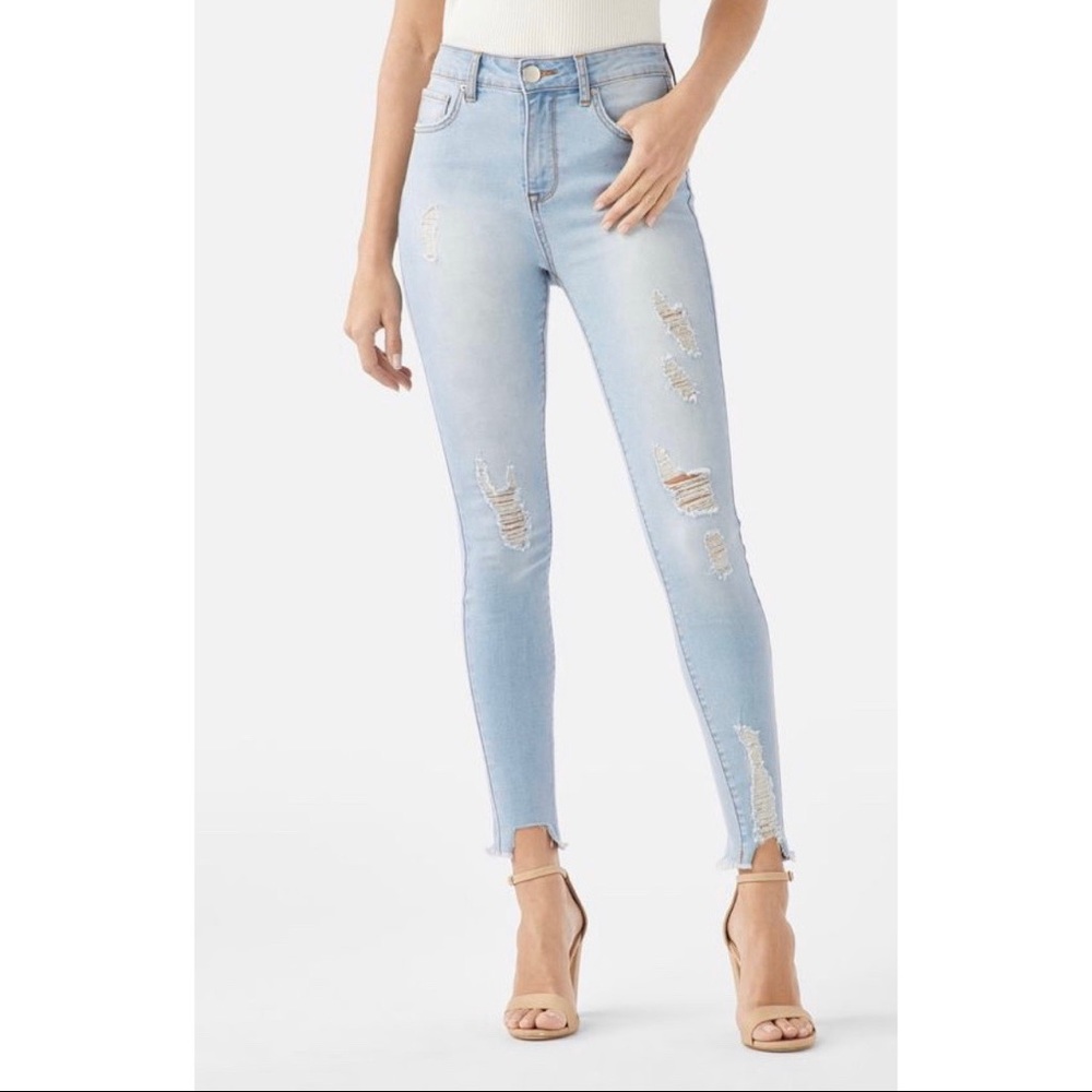 Distressed Hugh Waisted Skinny Jeans